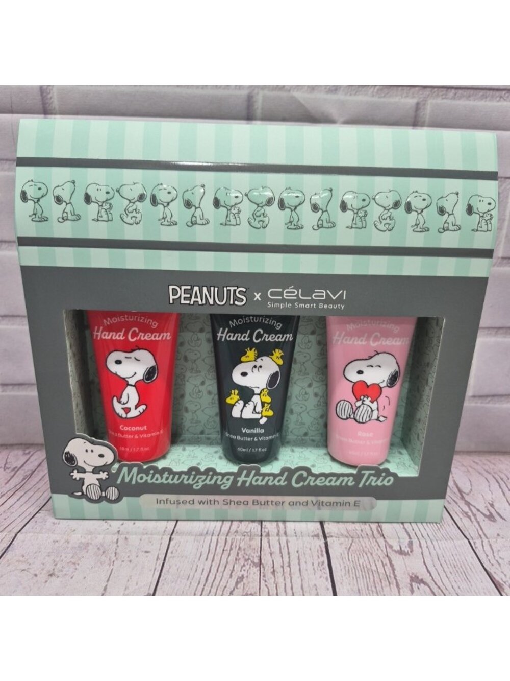 PEANUTS x Celavi Snoopy Skincare Hand Creme~Set Of 3 Lotions~Gift Boxed
